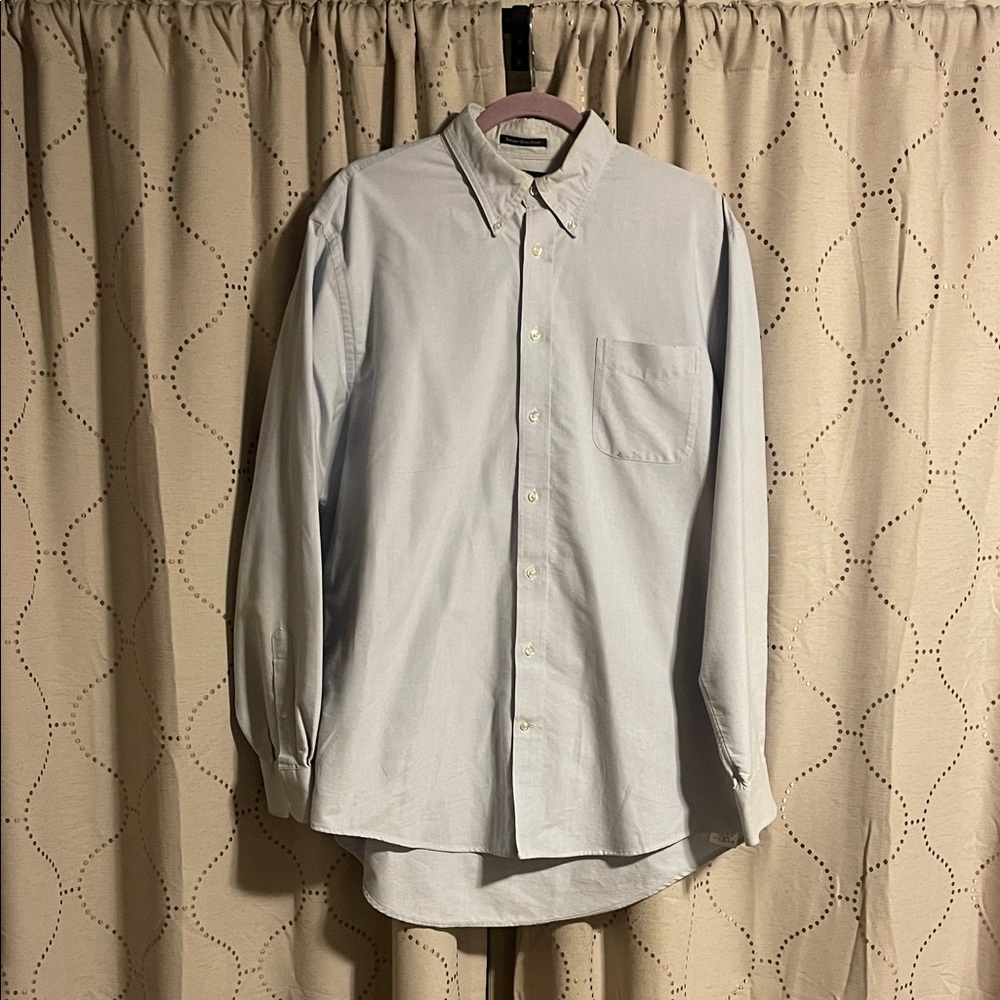 Lands' End Light Gray/ blue Men's Button Down Shirt